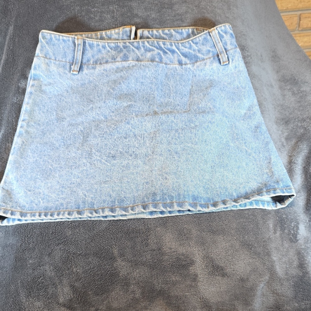 Be Bop Clothing Blue Denim Mini Skirt Zip Closure Women's Juniors Size 7